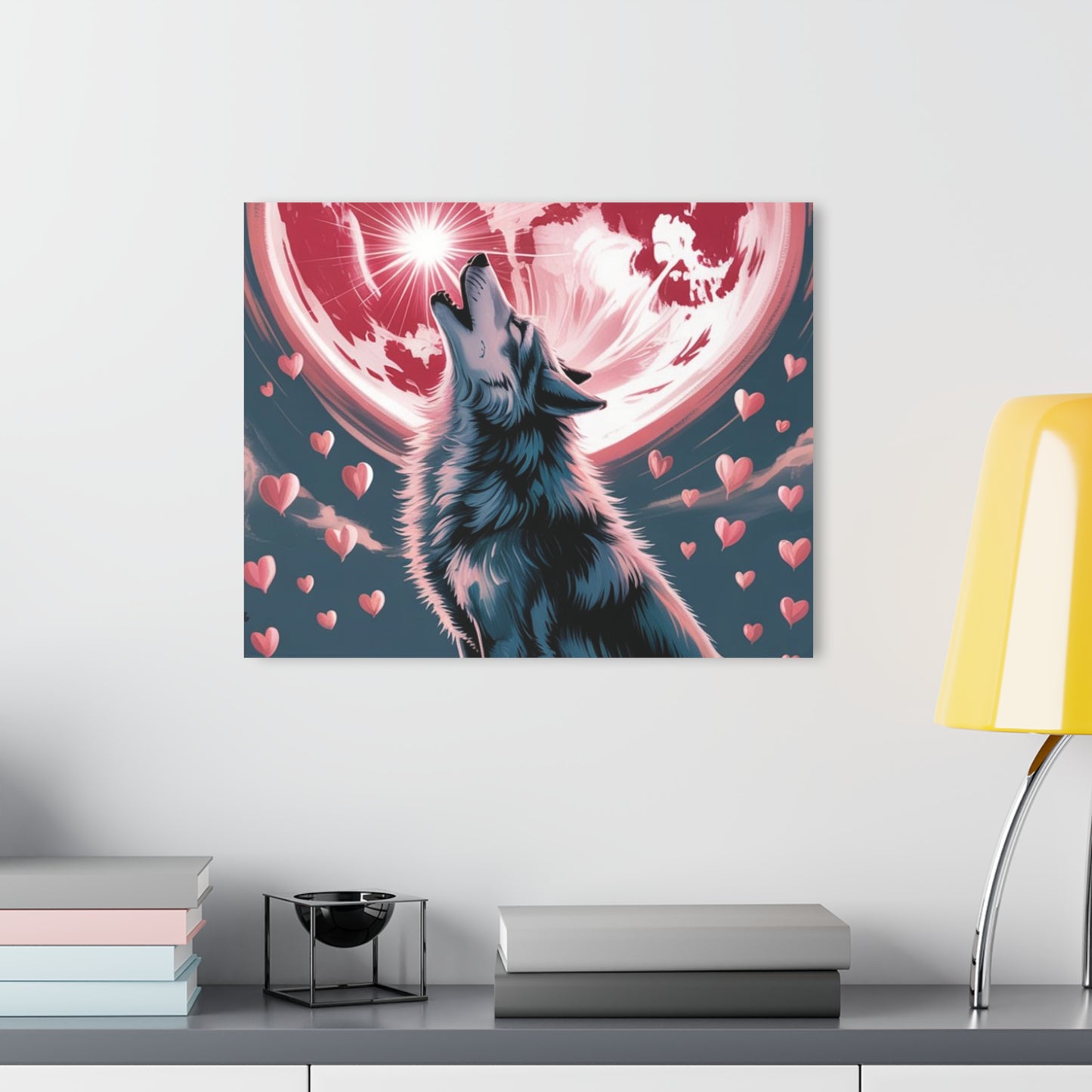 Wolf Heart Moon Acrylic Wall Art – Premium Crystal Print