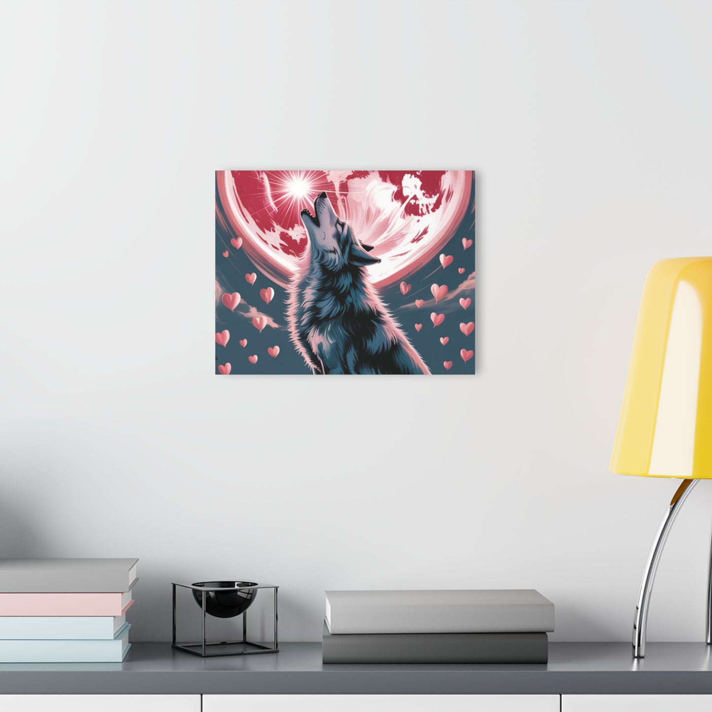 Wolf Heart Moon Acrylic Wall Art – Premium Crystal Print