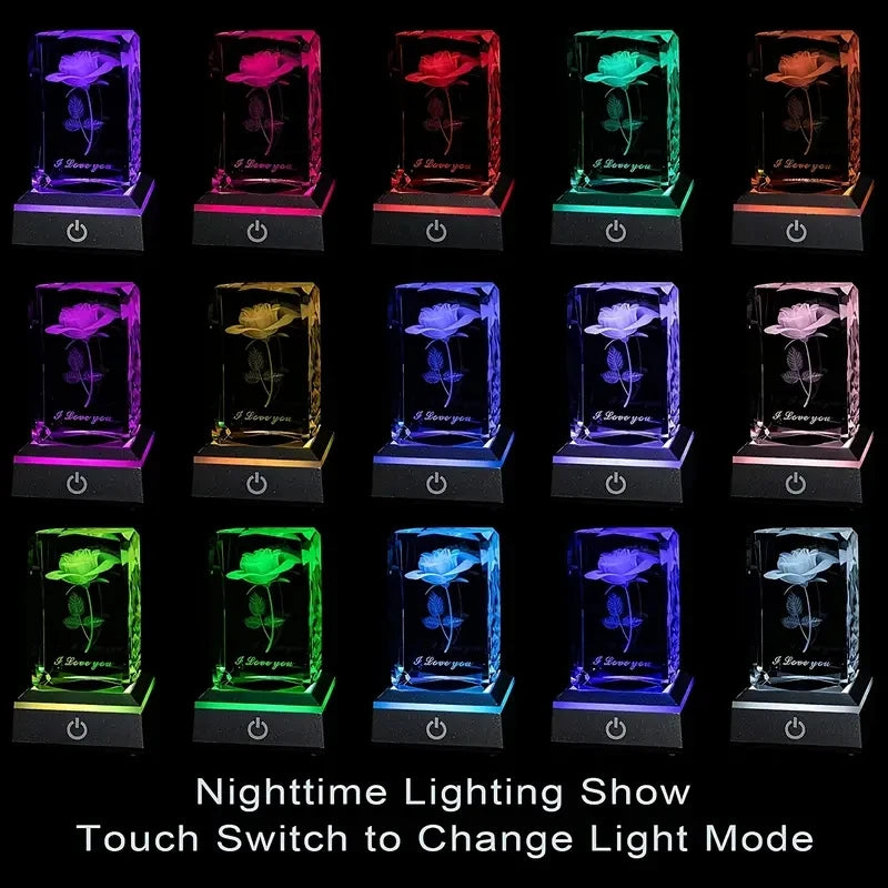 3D Rose LED Night Light – Romantic Home Decor Gift