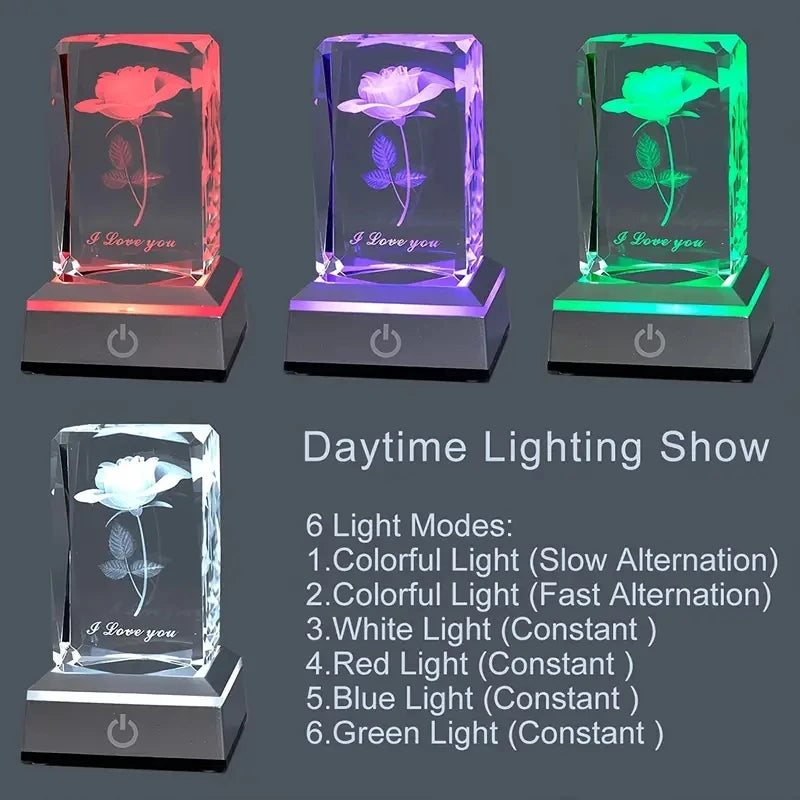 3D Rose LED Night Light – Romantic Home Decor Gift