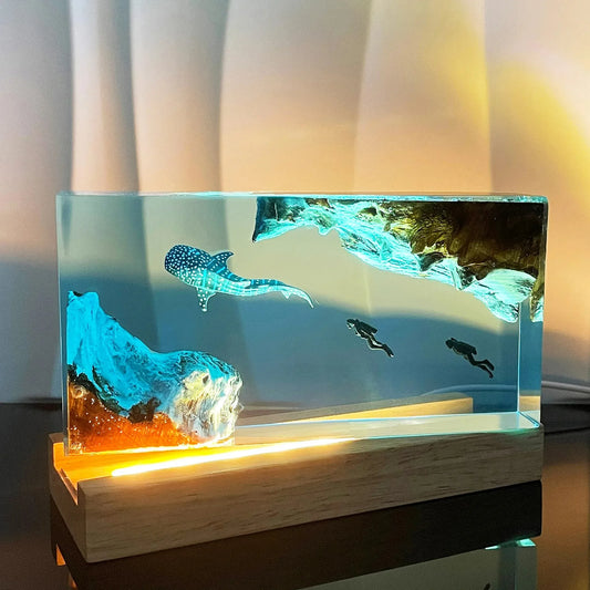 Deep Sea Resin Night Light 🌊 Diver & Ocean Desk Lamp