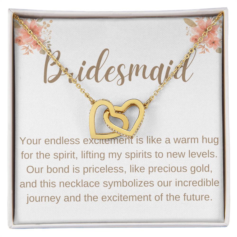 Bridesmaid Heart to Heart Necklace – Wedding Gift with CZ Crystals