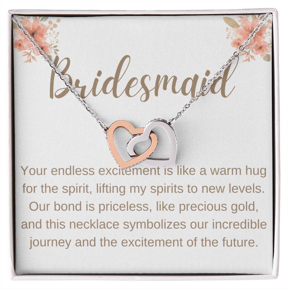 Bridesmaid Heart to Heart Necklace – Wedding Gift with CZ Crystals