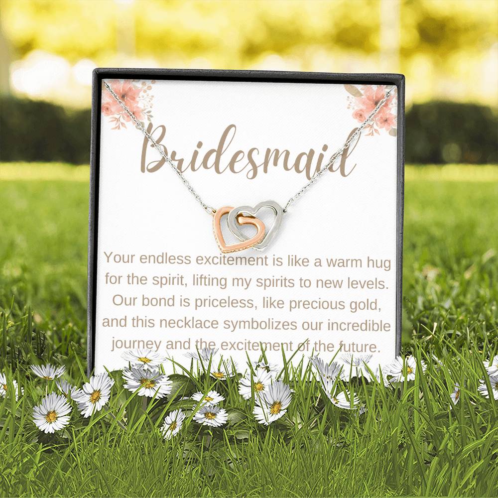 Bridesmaid Heart to Heart Necklace – Wedding Gift with CZ Crystals