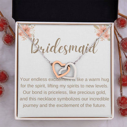 Bridesmaid Heart to Heart Necklace – Wedding Gift with CZ Crystals