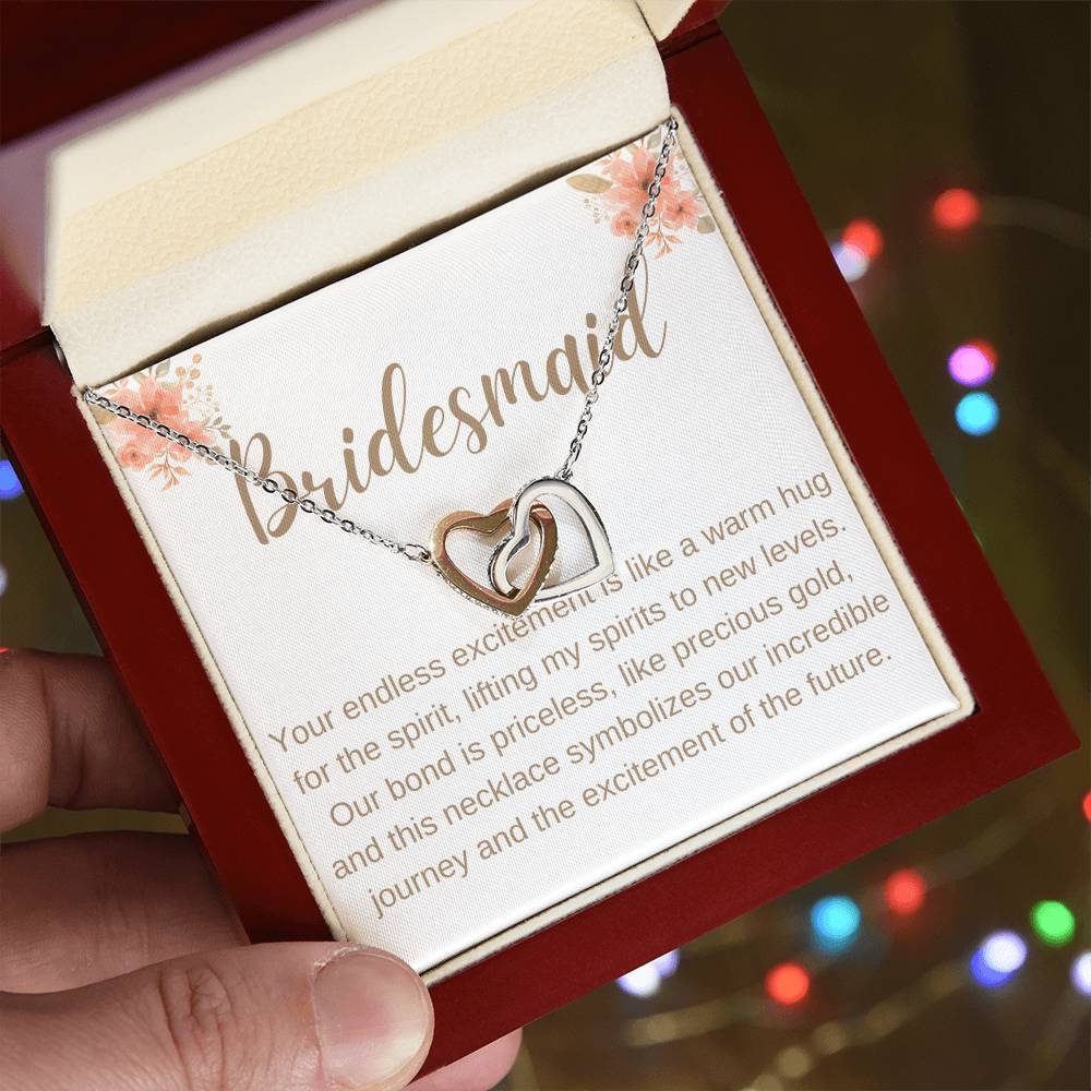 Bridesmaid Heart to Heart Necklace – Wedding Gift with CZ Crystals