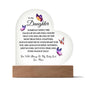 To My Daughter Printed Heart Acrylic Plaque – Meaningful Gift with Optional LED Base