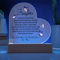 To My Daughter Printed Heart Acrylic Plaque – Meaningful Gift with Optional LED Base