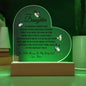 To My Daughter Printed Heart Acrylic Plaque – Meaningful Gift with Optional LED Base