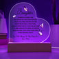 To My Daughter Printed Heart Acrylic Plaque – Meaningful Gift with Optional LED Base
