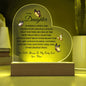 To My Daughter Printed Heart Acrylic Plaque – Meaningful Gift with Optional LED Base