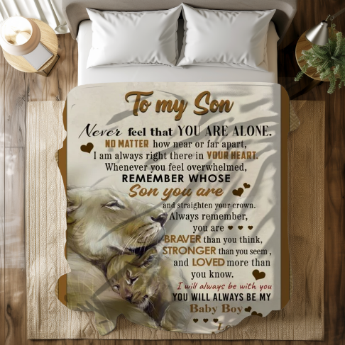 To My Son Cozy Arctic Fleece Blanket – Lion Design Motivational Gift (50×60)
